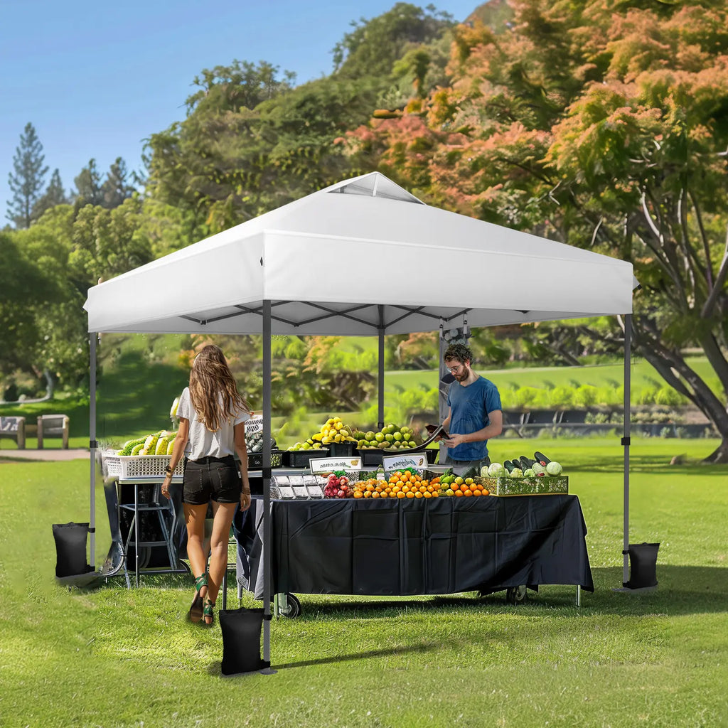 PHIVILLA Pop-Up Canopy 10*10 FT Tents for Parties with Wheeled Bag, Portable Lightweight Folding, 120"L X 120"W X 102"H, Alloy Steel, Water Resistant Design