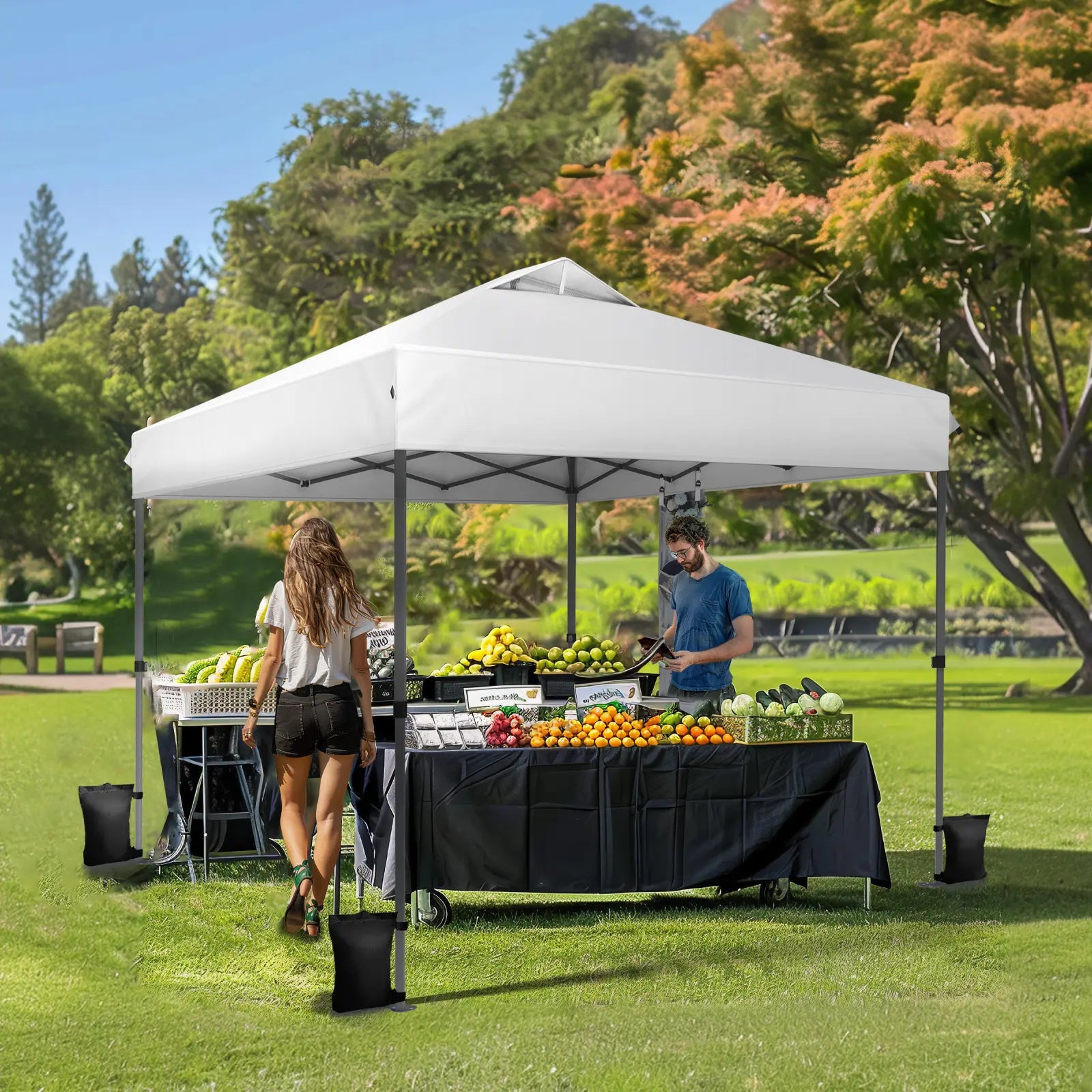 PHIVILLA Pop-Up Canopy 10*10 FT Tents for Parties with Wheeled Bag, Portable Lightweight Folding, 120"L X 120"W X 102"H, Alloy Steel, Water Resistant Design
