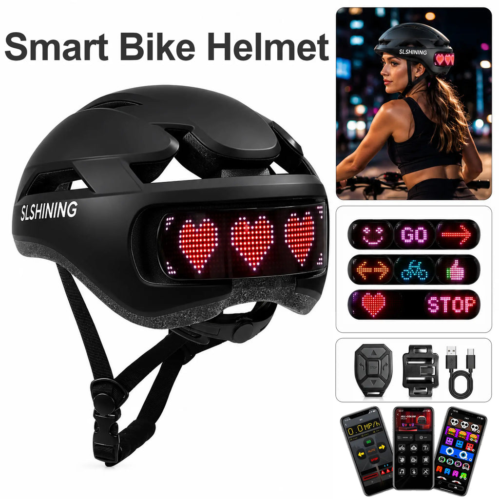 Protective Gear Holiday Gift LED Screen Bike Helmet with Bluetooth App Control, DIY Custom Display, Smart Turn Signal Light, CPSC Certified Bell Helmets for E-Bike Dirtbike & E-Scooter Skateboard and Skating Bicycle Helmets for Adult Teens