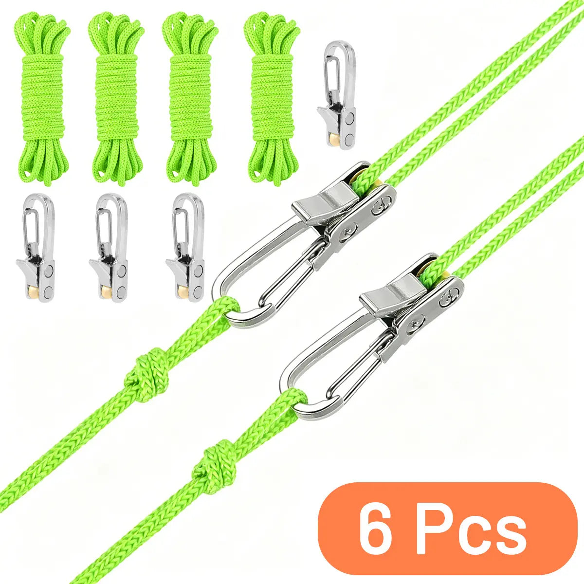 Fathersdaygift Rope Tightener & Guyline Tensioner - Heavy Duty Retractable Paracord with Alloy Carabiner Clip, Windproof Tie Downs for Camping Tent, Tarp & Hammock Setup Fathers Day Gifts
