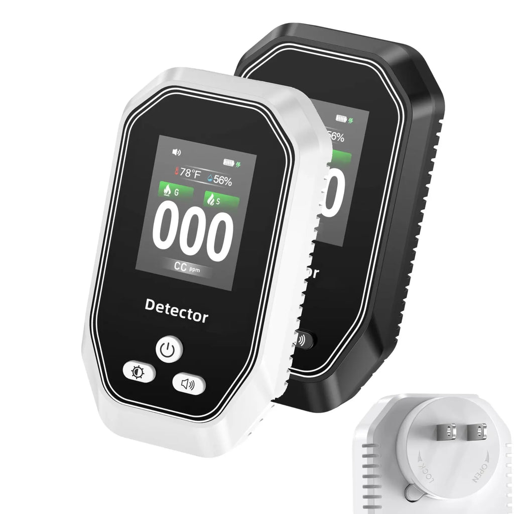 5-In-1 Smart Portable Detector with Temperature & Humidity Monitoring, Rechargeable Built-In Battery and Wall Plug, Accurate Sensor & Audio Feedback for Kitchen, Garage, Camping, Rvs, Apartments