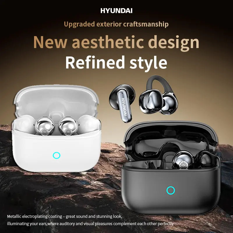 HYUNDAI G46 Dual Earbuds 2-In-1 Wireless Headphones, One Charging Case with In-Ear & Clip-On Earbuds, Perfect for Couples, Long Battery Life, Bluetooth 6.0, Comfortable Fit, HD Stereo Sound for Music & Calls, Compatible with Android & Ios