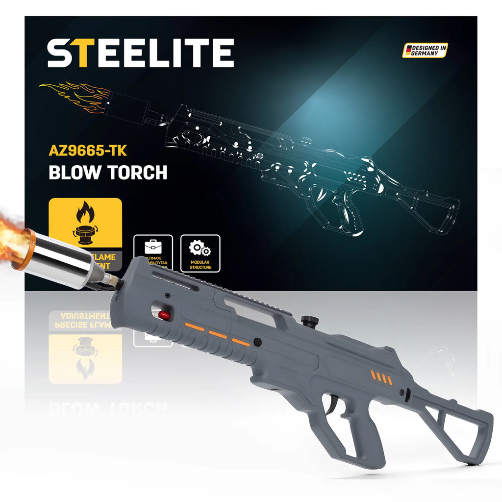 【Dealsforyoudays】Steelite Powerful Blow Torch Gun - Adjustable Flame, Detachable Portable Design, Lightweight Modular Tool for BBQ Campfire Starter, Kitchen Use, Father'S Day Gifts, Mens Gifts (Tank Not Included)