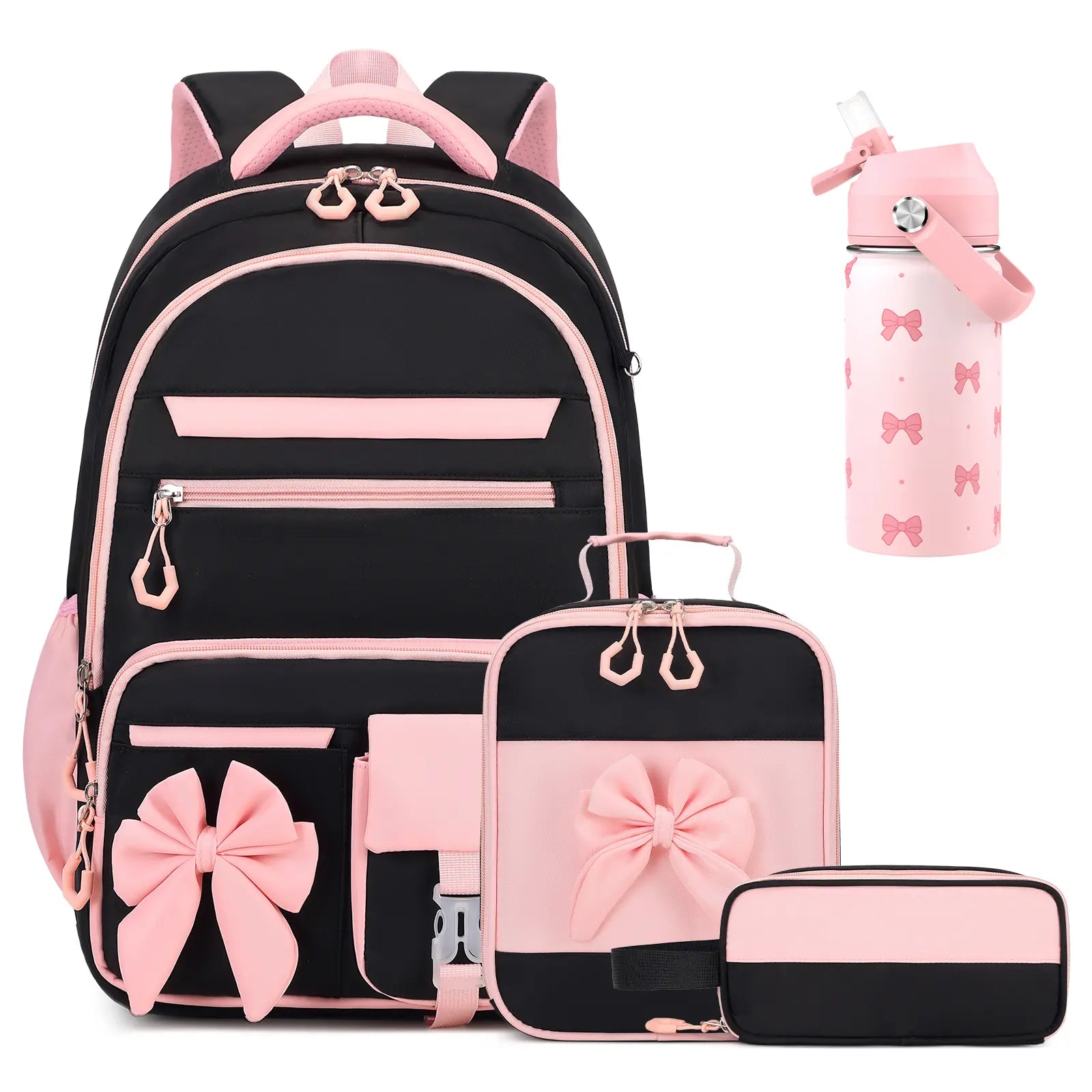 SIMILOVE Girls School Backpack Set - Includes 14Oz Insulated Water Bottle, Lunch Bag & Pencil Case, Ideal for Teens' School Party Gift Supplies