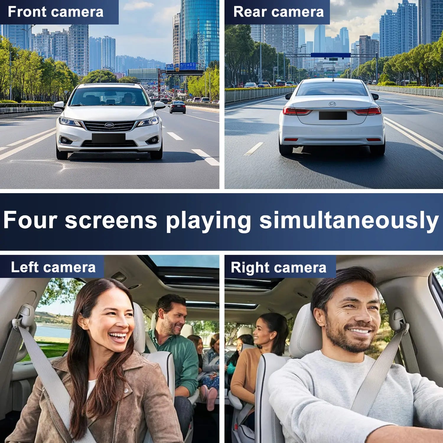 Whatook 4 Channel 360° 4K Ultra HD Dash Cam with 3.5" Display Wifi APP Control G-Sensor Voice Control Night Vision 24H Parking Mode 64GB SD Card Included