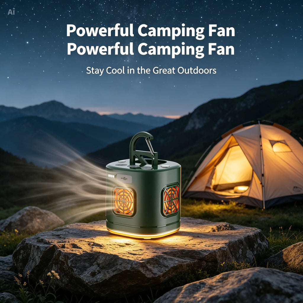 UOYGAO Portable Camping Lantern with Fan, USB Rechargeable Outdoor Light with Mosquito Repellent, Hanging Emergency Worklight and Power Bank for Hiking, Outdoor Camping Lights