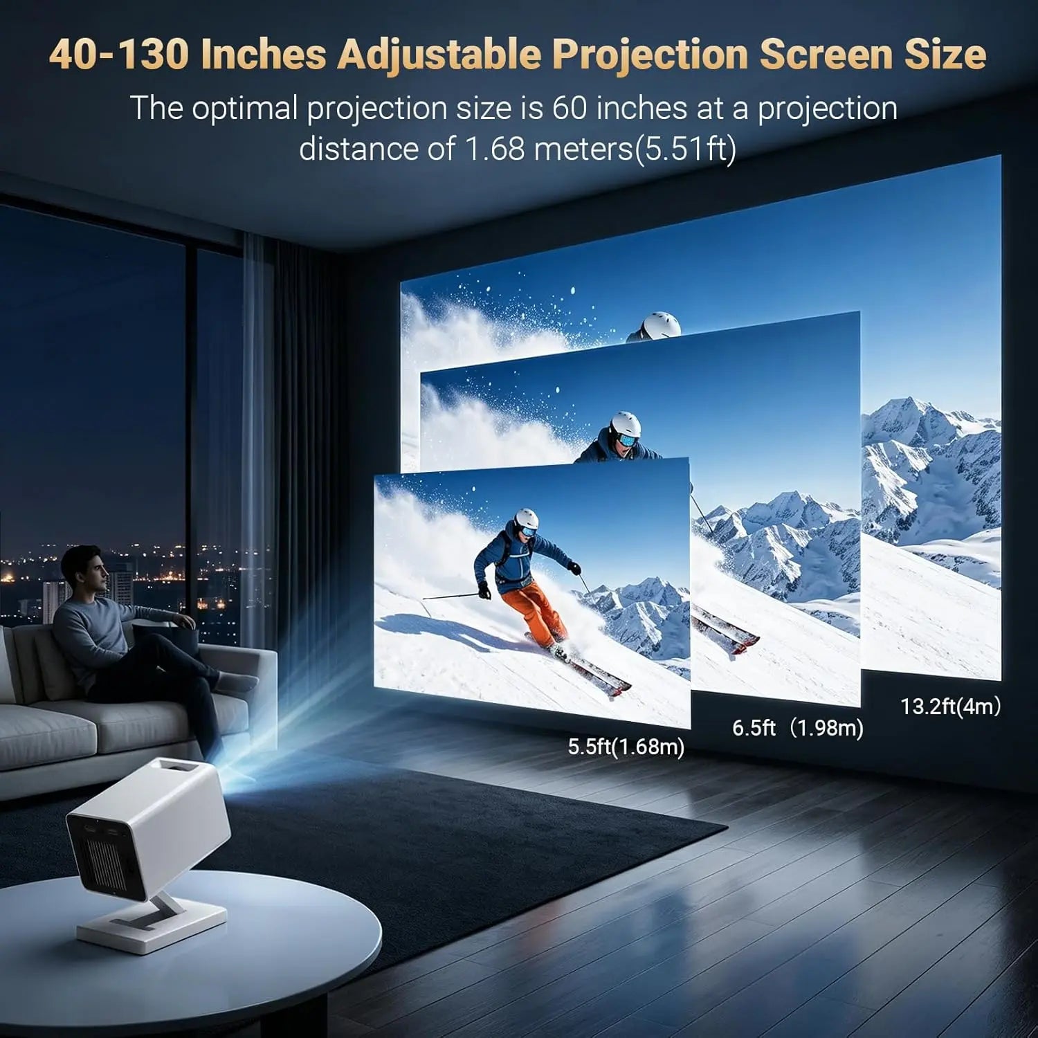 MAYPUG Mini Projector, Projector with Wifi and Bluetooth, 4K 1080P Support Portable Projector 180° Rotatable 130'' Screen Movie Projector Auto Keystone Compatible with HDMI/USB/TV Stick/Smartphone