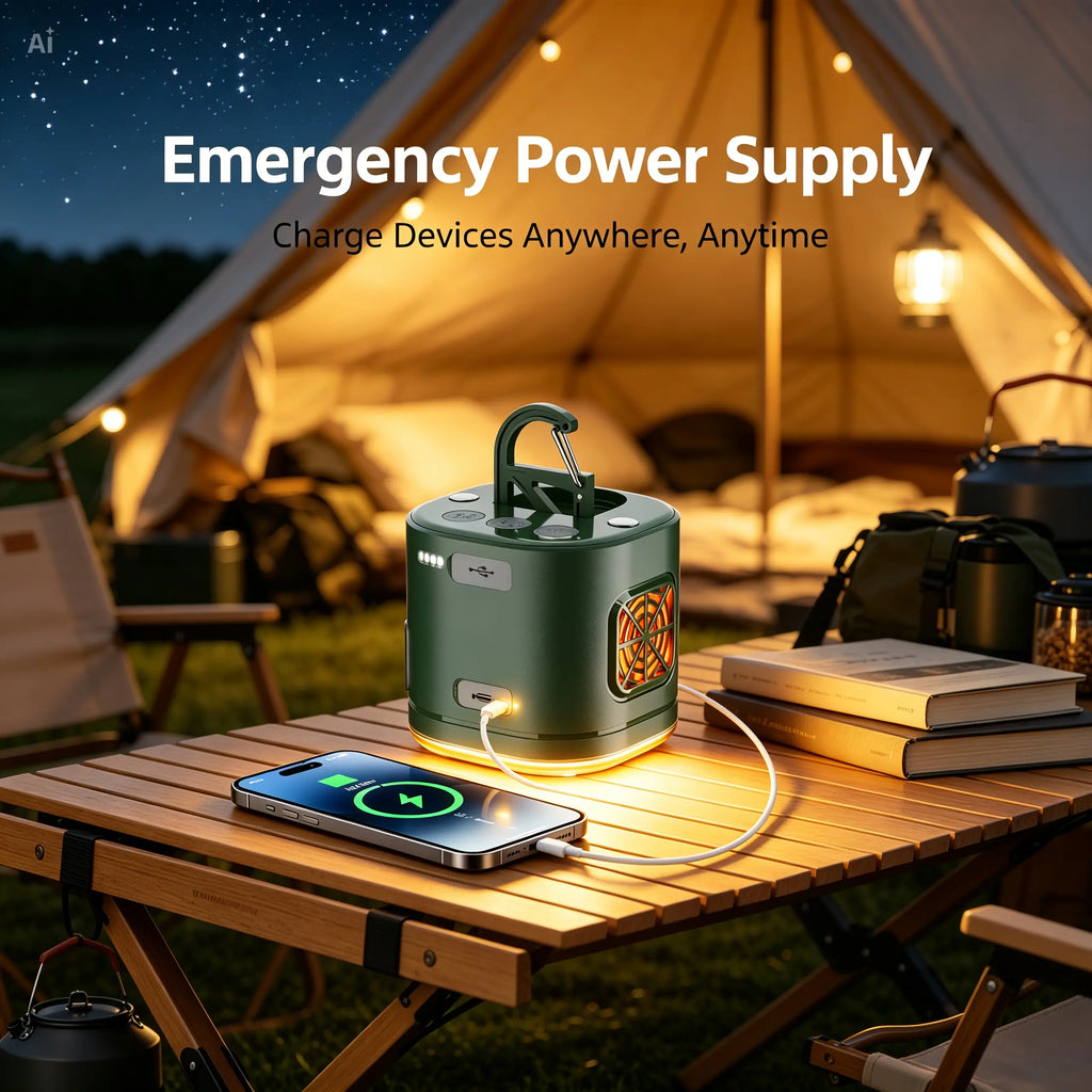 UOYGAO Portable Camping Lantern with Fan, USB Rechargeable Outdoor Light with Mosquito Repellent, Hanging Emergency Worklight and Power Bank for Hiking, Outdoor Camping Lights