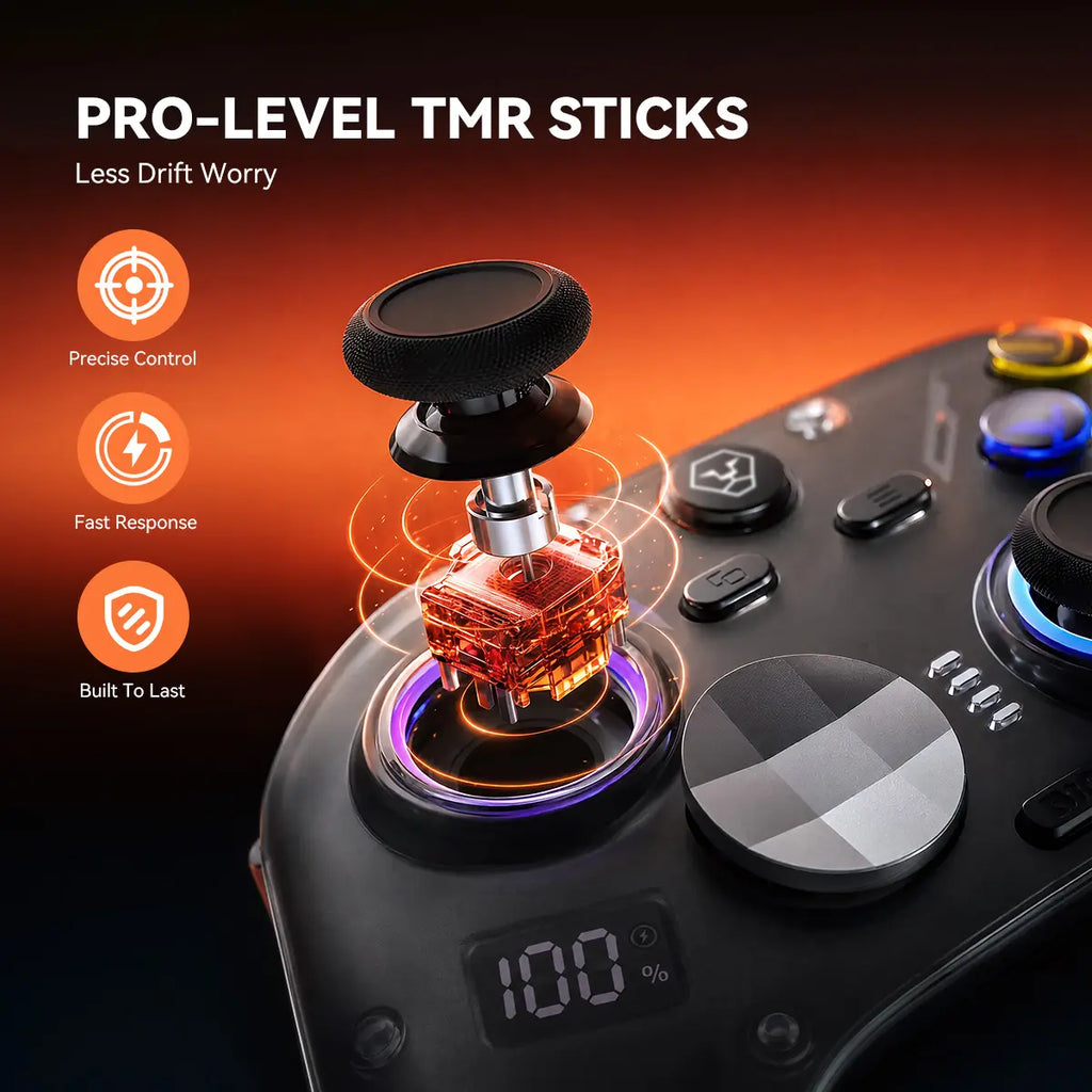AOLION K30 Wireless Game Controller (Not for Playstation/Xbox) - TMR Anti-Drift Joysticks, Switchable ABXY Layout, Mechanical & Linear Trigger Modes, Dual-Height Thumbsticks, Compatible with Switch, PC, Ipad & Android