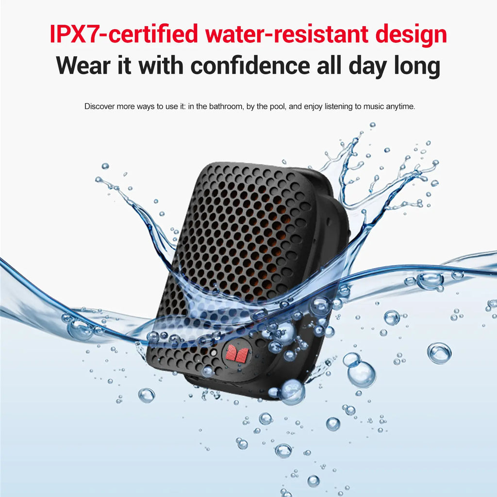 Monster Blaster Micro Wearable Bluetooth Speaker, Clip-On Wireless Speaker for Hands-Free Calls and Music, Small Portable Speaker for Workout, Cycling, Running, TWS Pairing, IPX7 Waterproof - Summerwins - Dealsforyoudays