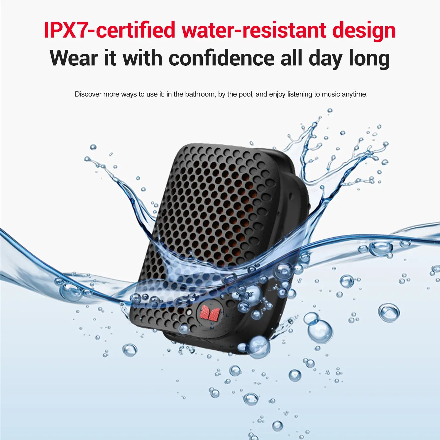Monster Blaster Micro Wearable Bluetooth Speaker, Clip-On Wireless Speaker for Hands-Free Calls and Music, Small Portable Speaker for Workout, Cycling, Running, TWS Pairing, IPX7 Waterproof - Summerwins - Dealsforyoudays