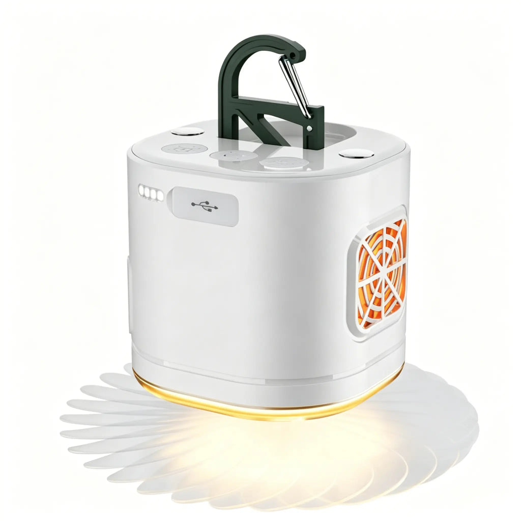 UOYGAO Portable Camping Lantern with Fan, USB Rechargeable Outdoor Light with Mosquito Repellent, Hanging Emergency Worklight and Power Bank for Hiking, Outdoor Camping Lights