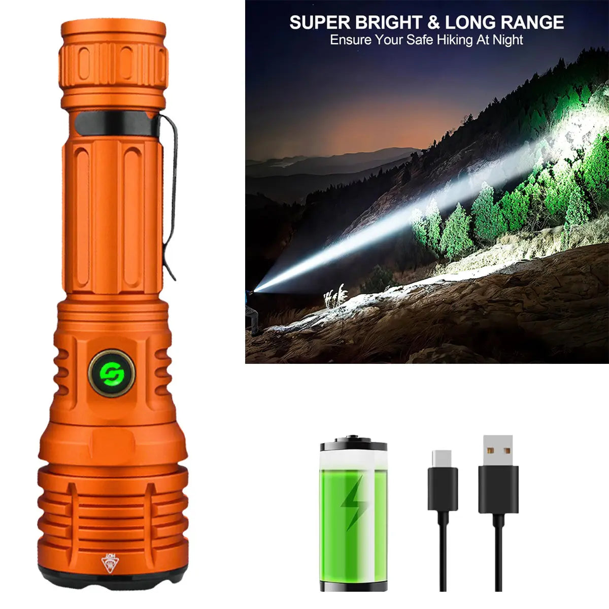 SYADOO Ultra Bright Rechargeable Flashlights 2 Pack, Super Bright 10000 Lumens Flash Light, 6 Modes Zoomable Linternas with Power Indicator, Powerful Handheld LED Flashlights for Home Emergencies Camping, with Emergency Charging for Your Phone Tiktokshops