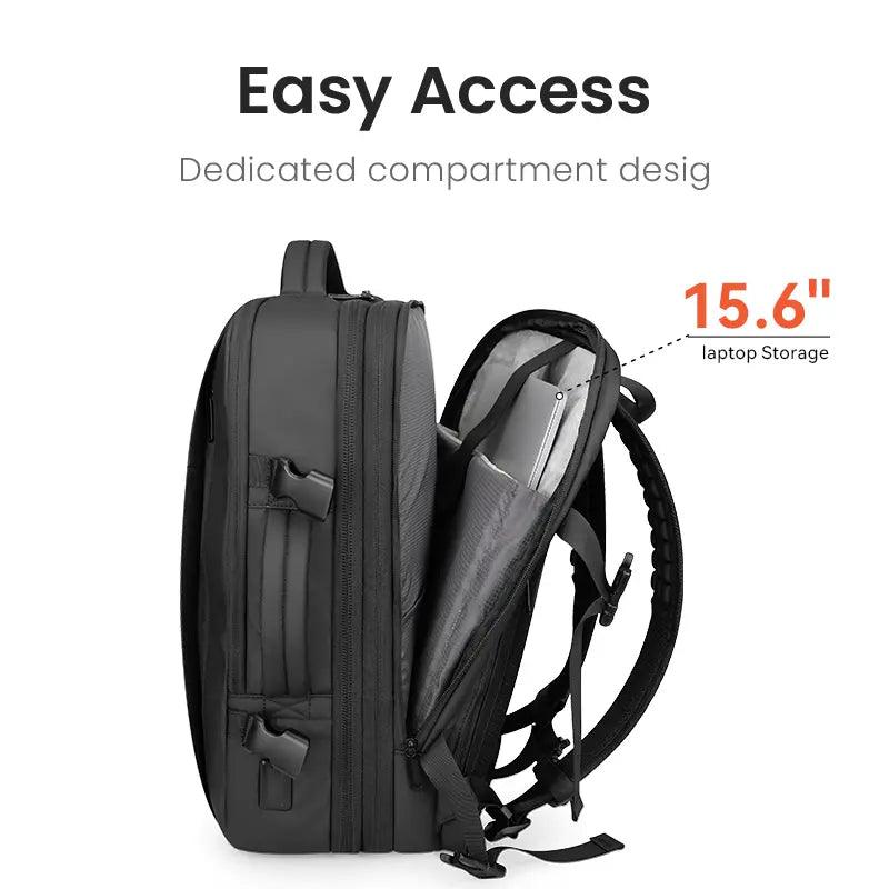 Reeyee Expandable Travel Backpack for Men, 43L Waterproof Laptop Bag with USB Port, Flight Approved