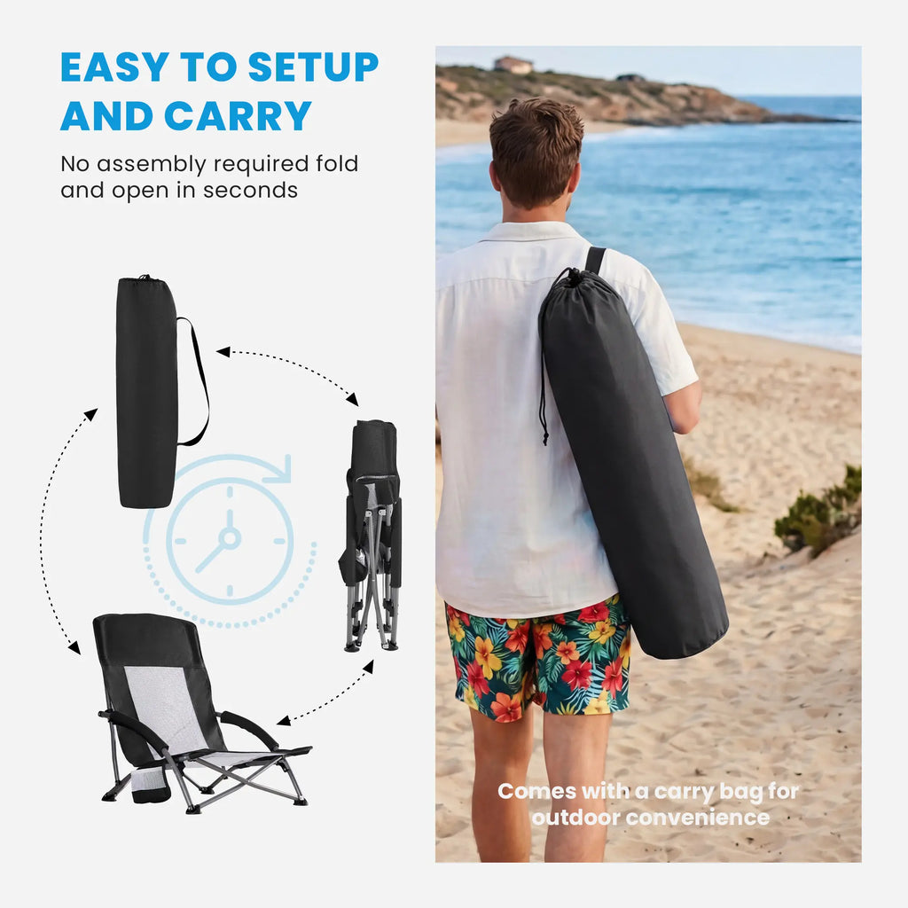 【Deals for You】Dumos Portable Folding Camping Chair, 250 LBS Weight Capacity, Mesh Breathable Back, Storage Pocket, Included Carrying Bag, for Hiking, Picnics, Camping Chairs,Summerwins