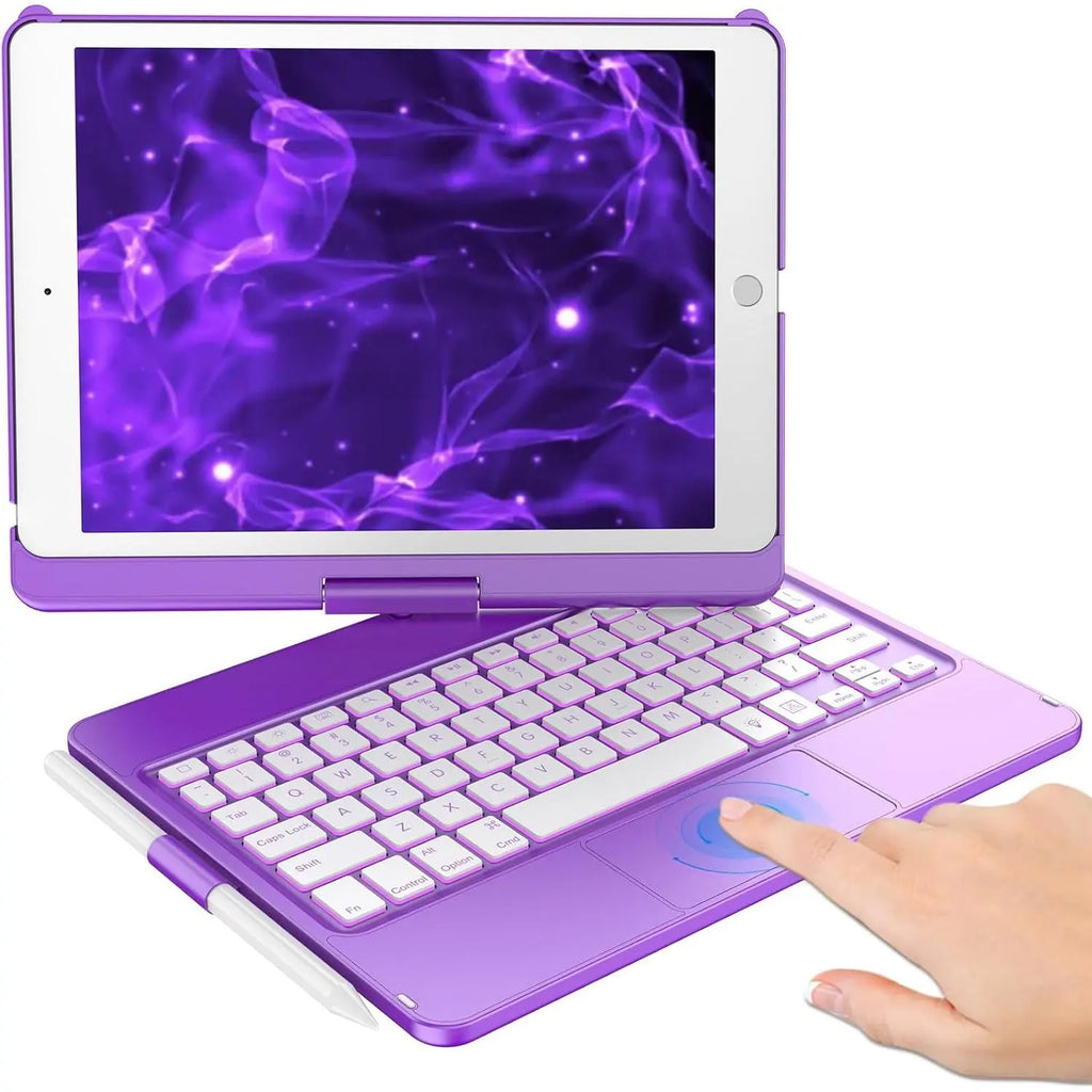 Touchpad Keyboard Case for Ipad 9Th/8Th/7Th 10.2 Inch, Backlit Trackpad Keyboard, 360?Rotatable Case with Keyboard for Ipad 9Th/8Th/7Th Gen, with Pencil Holder (Rose )