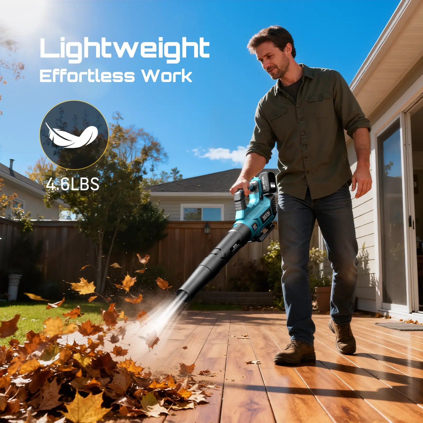 Seesii 40V Cordless Leaf Blower with 680CFM/210MPH Brushless Motor, 2X 4000Mah Batteries & 2 Chargers, Variable Speed & Turbo Button for Lawn Care & Debris Removal