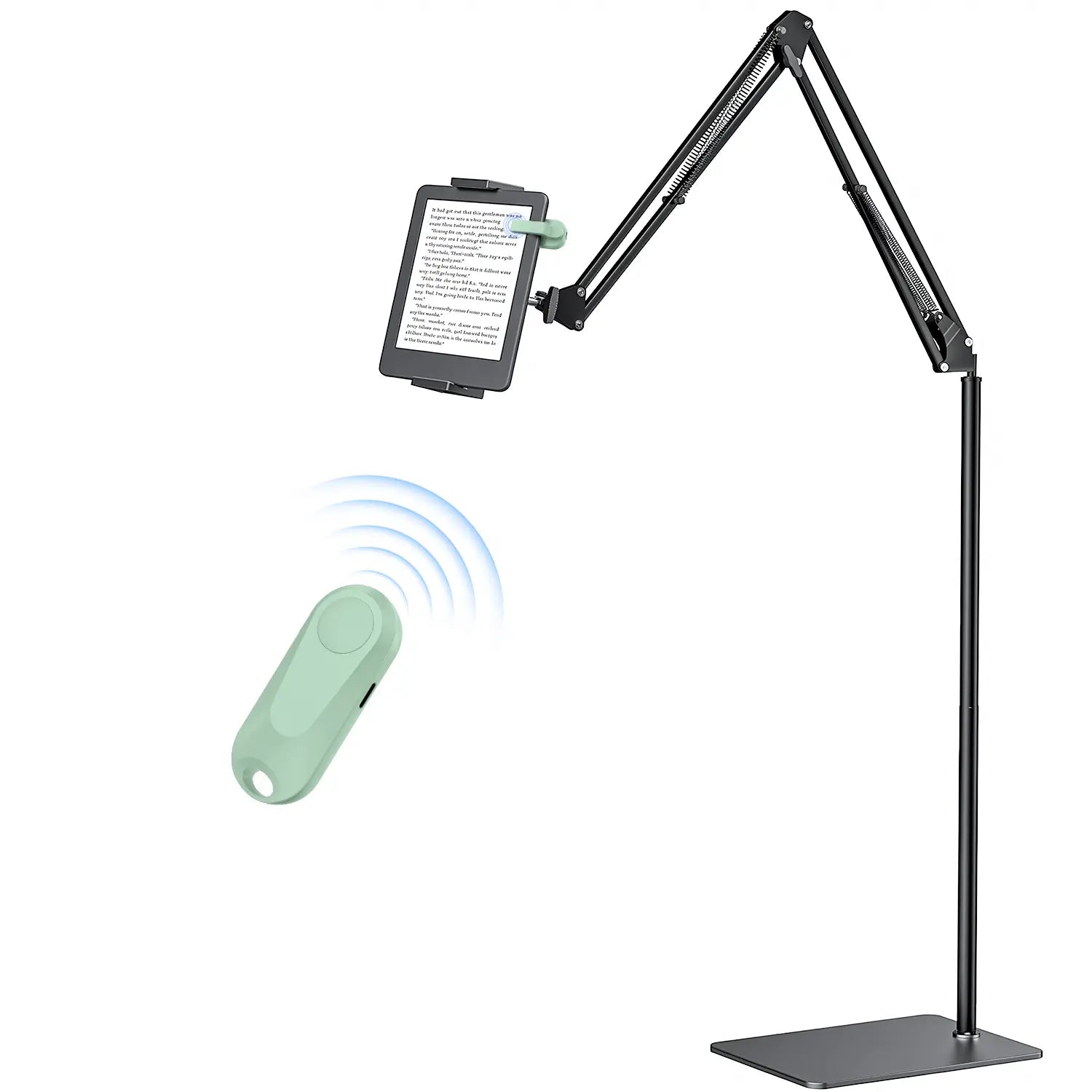 [Dealsforyoudays] DATAFY Floor Stand Kindle Holder with Remote Page Turner Set, Hands-Free Reading Accessories for Kindle Paperwhite Oasis Scribe Kobo, Adjustable Tablet Holder with Wireless Page Turner Clicker for Bed Reading