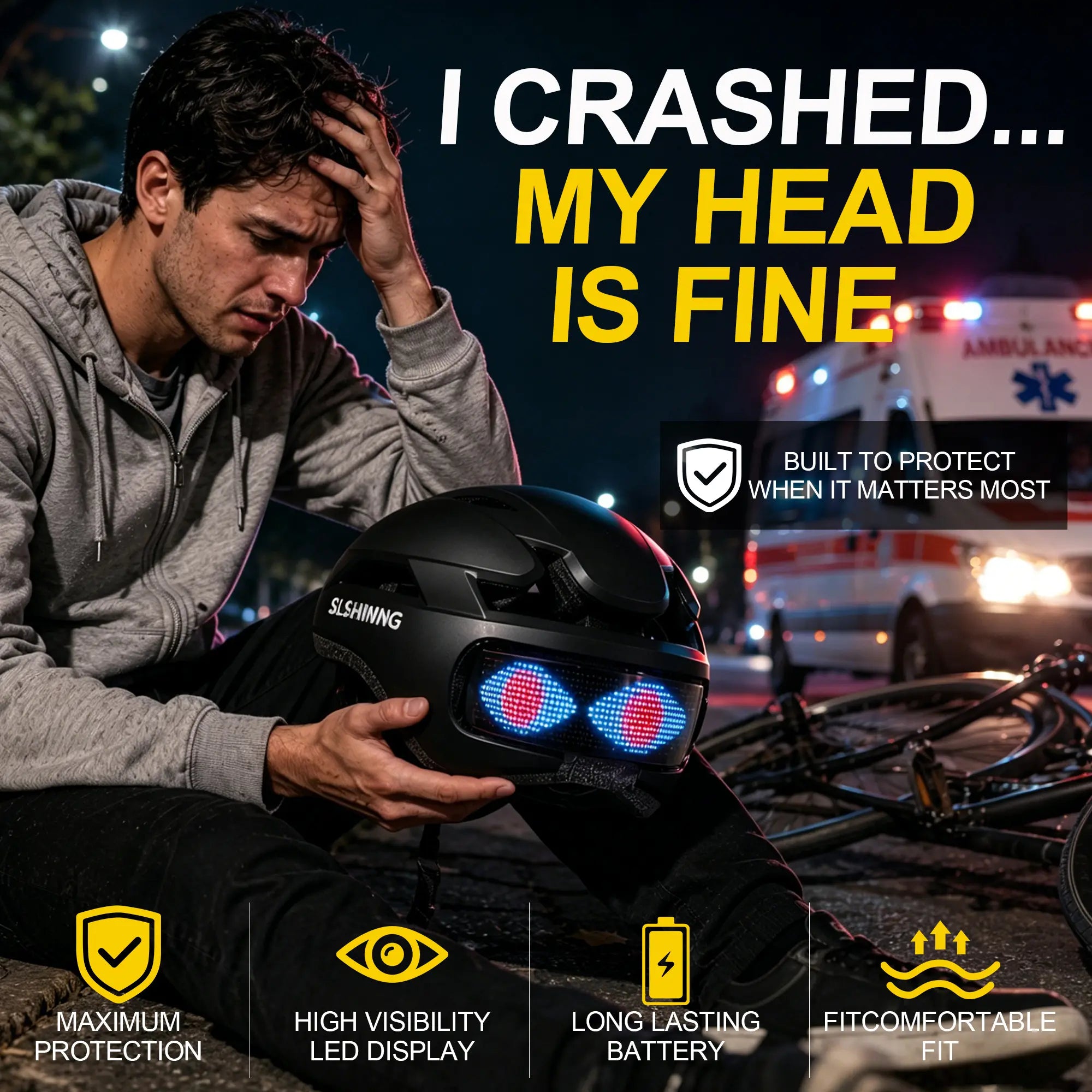 Protective Gear Holiday Gift LED Screen Bike Helmet with Bluetooth App Control, DIY Custom Display, Smart Turn Signal Light, CPSC Certified Bell Helmets for E-Bike Dirtbike & E-Scooter Skateboard and Skating Bicycle Helmets for Adult Teens