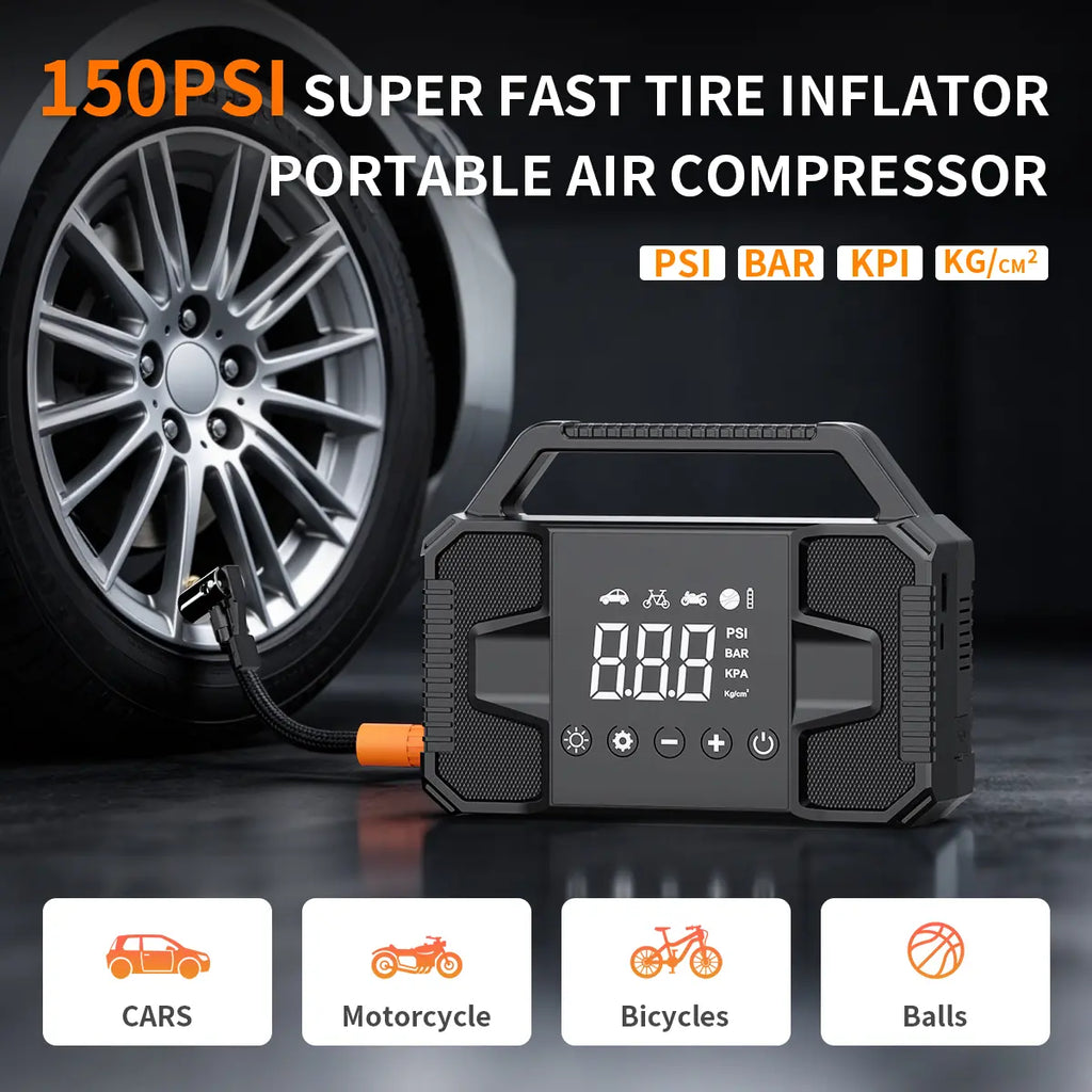【Father'S Day Gift】Kapeezi Upgraded Portable Car Jump Starter, 4000A Car Battery Jump Starter with 150PSI Tire Inflator, 12V Car Battery Jump Starter, 15000Mah Bank, with LED Light System Power Automotive Car Essentials Jumper Powerbank