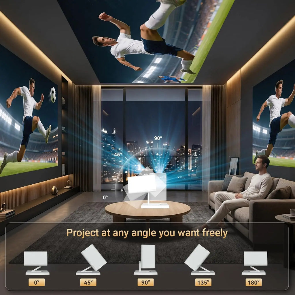 MAYPUG Mini Projector, Projector with Wifi and Bluetooth, 4K 1080P Support Portable Projector 180° Rotatable 130'' Screen Movie Projector Auto Keystone Compatible with HDMI/USB/TV Stick/Smartphone