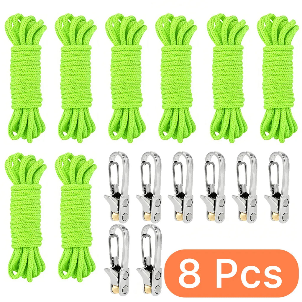 Fathersdaygift Rope Tightener & Guyline Tensioner - Heavy Duty Retractable Paracord with Alloy Carabiner Clip, Windproof Tie Downs for Camping Tent, Tarp & Hammock Setup Fathers Day Gifts