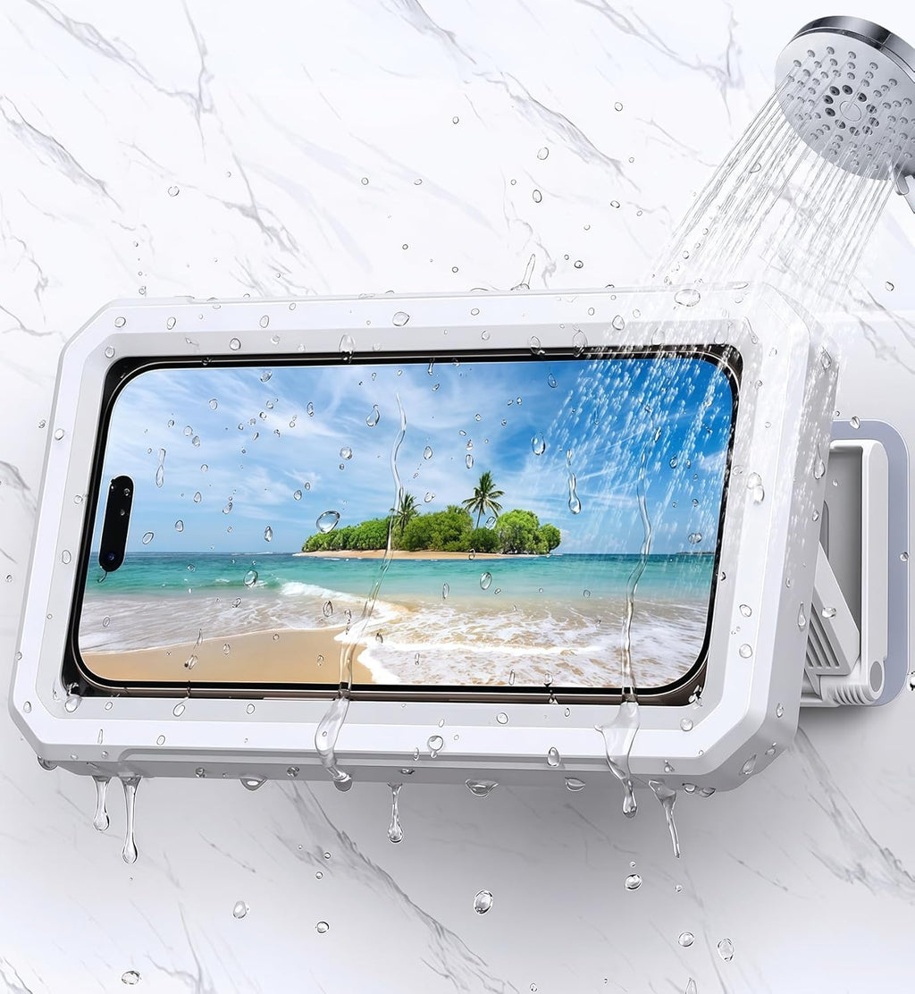 Shower Phone Holder Waterproof Phone Holder for Shower Wall Waterproof【Anti-Fog】480°Adjustable Retractable Bathroom Phone Holder Mount Stand Water Proof Shower Case for Iphone 4-7" Cellphones