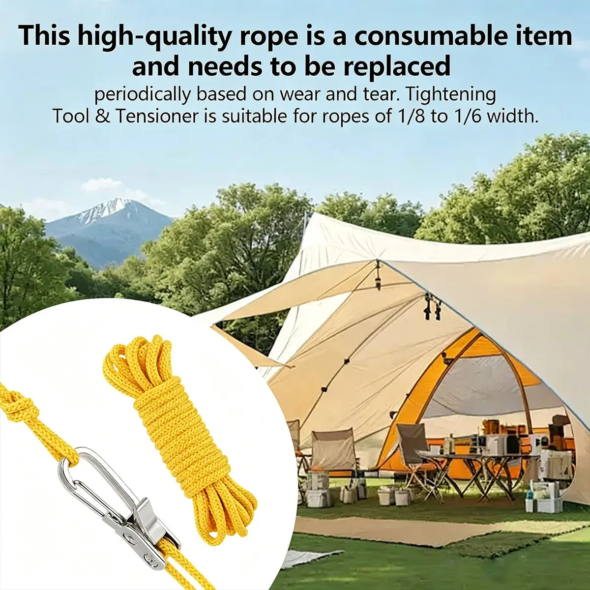 Fathersdaygift Rope Tightener & Guyline Tensioner - Heavy Duty Retractable Paracord with Alloy Carabiner Clip, Windproof Tie Downs for Camping Tent, Tarp & Hammock Setup Fathers Day Gifts