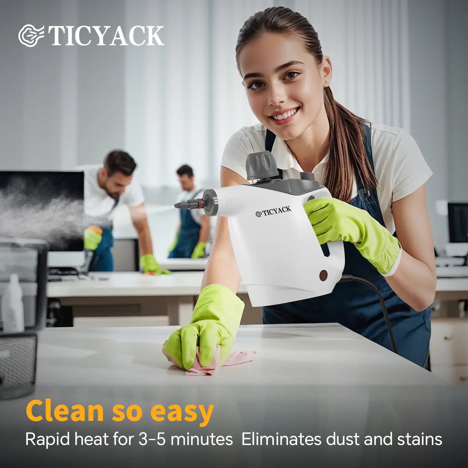 Handheld Steam Cleaner, Steam Cleaner with 16 PCS Accessory & Safety Lock, 500ML Capacity, Multi-Surface Deep Cleaning for Home, Car, Bathroom, Grout, Floor, Window (White).