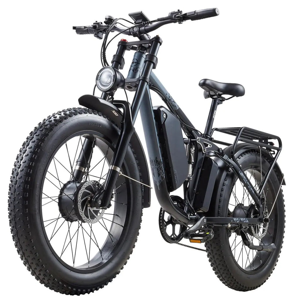 Orzel K17 Electric Bike for Adults with 2000W Peak Dual Motor, 48V 25Ah (1000Wh) Battery Electric Bike,Maximum Load（150Kg） 26'' X 4'' Fat Tire Ebike, 30+MPH Speed, Cruise Control, with Fenders, Rear Rack
