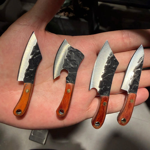 4PCS Set Mini Pocket Forged Knife Set with Quenching Process, High-Hardness Stainless Steel EDC Outdoor Tools, Vintage Engraved & Polished Metal Design,Tiny Package Knives, Durable Keychain Knives for Outdoor & Everyday Carry, Camping Must Haves Fathersd