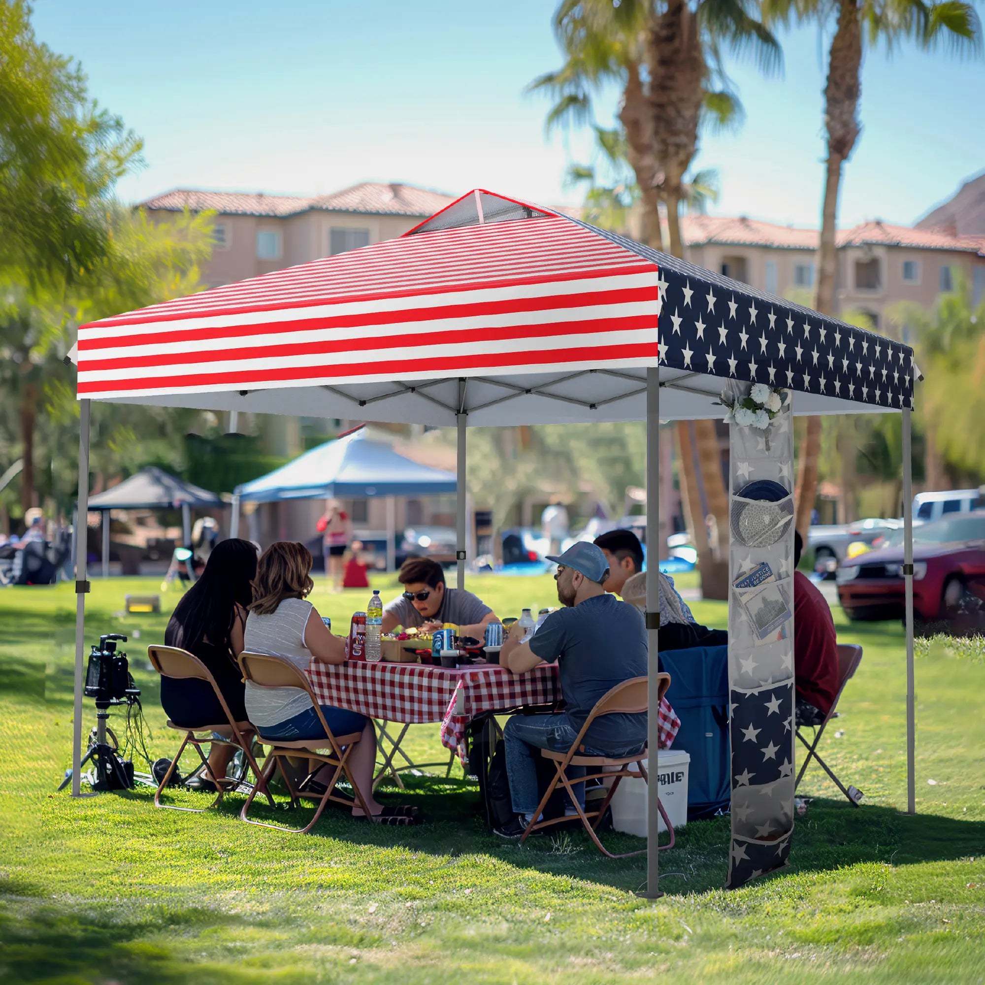 PHIVILLA Pop-Up Canopy 10*10 FT Tents for Parties with Wheeled Bag, Portable Lightweight Folding, 120"L X 120"W X 102"H, Alloy Steel, Water Resistant Design