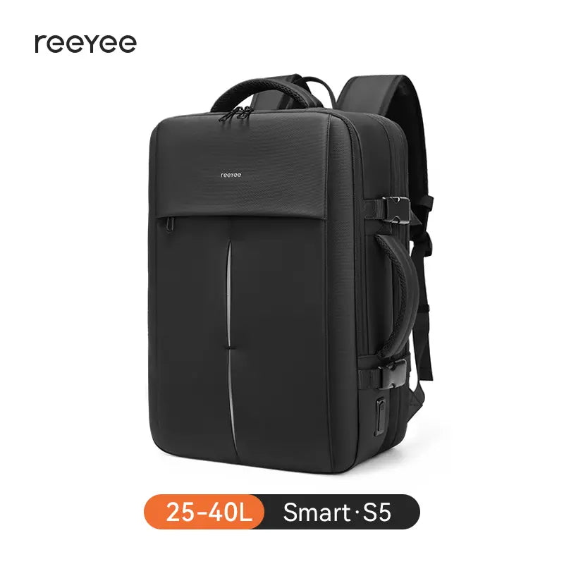 Reeyee Expandable Travel Backpack for Men, 43L Waterproof Laptop Bag with USB Port, Flight Approved