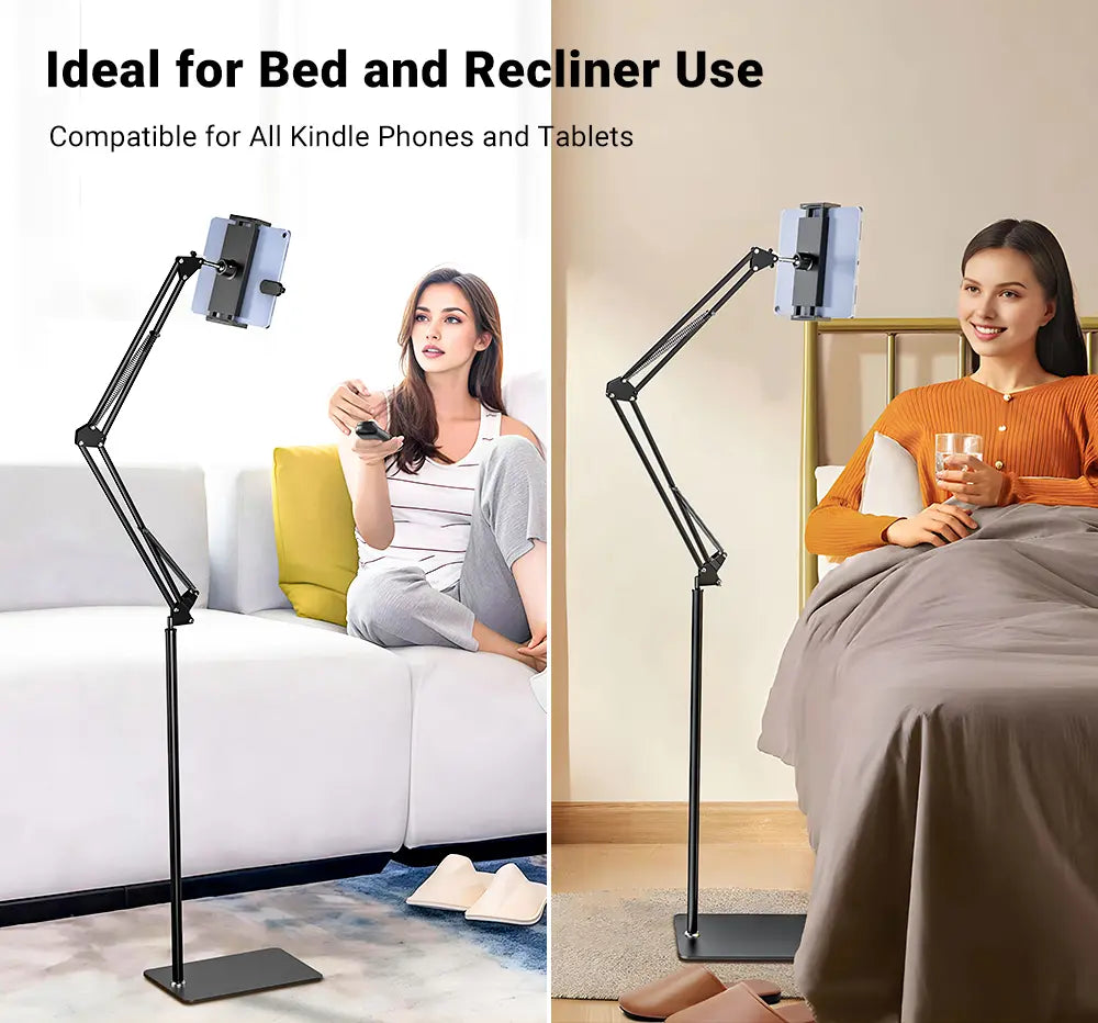 [Dealsforyoudays] DATAFY Floor Stand Kindle Holder with Remote Page Turner Set, Hands-Free Reading Accessories for Kindle Paperwhite Oasis Scribe Kobo, Adjustable Tablet Holder with Wireless Page Turner Clicker for Bed Reading