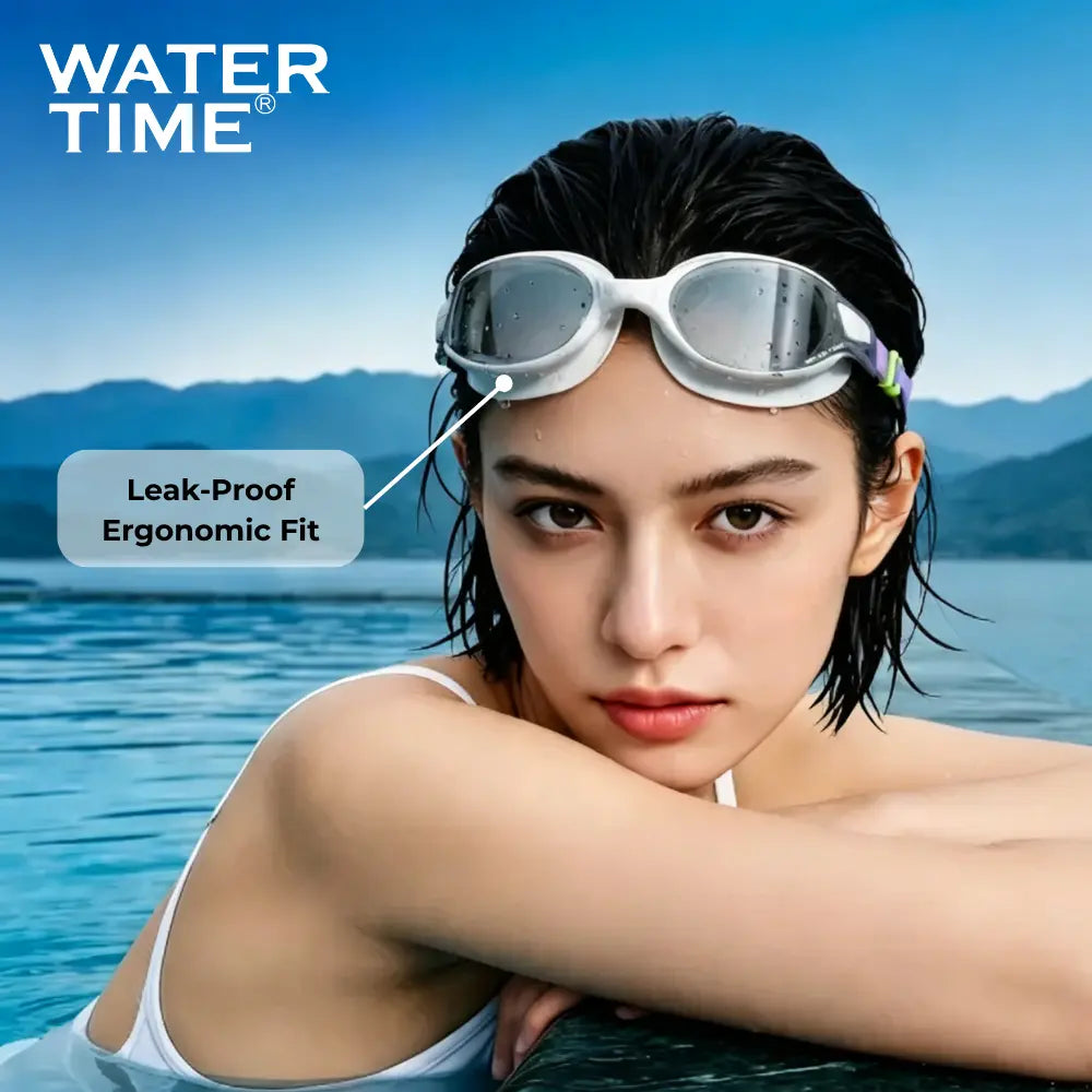 WATERTIME Wide View Swim Goggles for Adults - Anti-Fog Pool Goggles with Soft Silicone Seal, Adjustable Strap, Swim Glasses