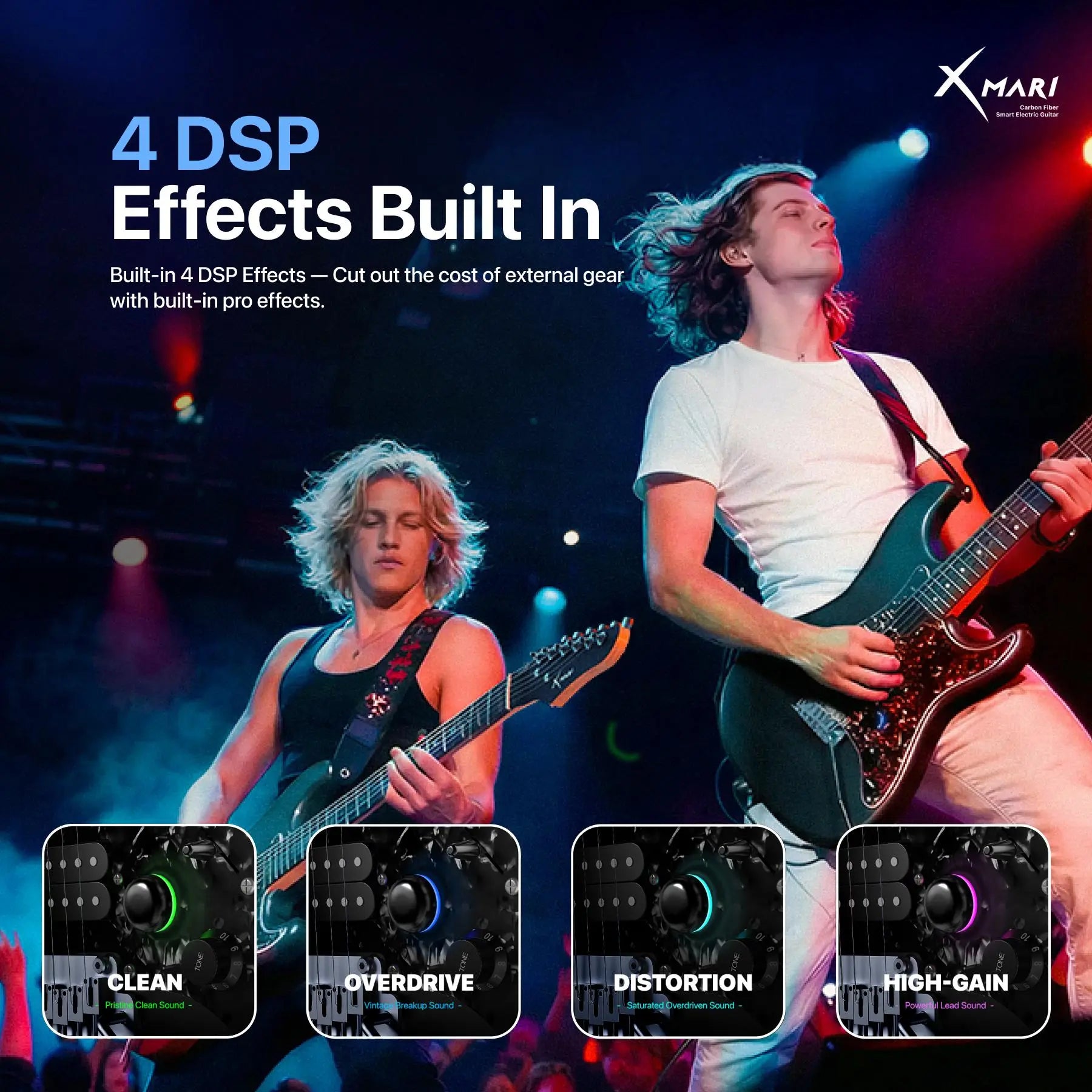 【Zero-Gear Rocker】Xmari Smart Electric Guitar with Built-In DSP Effects, 4 Presets, USB-C OTG Recording, Headphone Output, Alnico Pickups W/Coil Split, Carbon Fiber Body, Gig Bag, Strap, Cable & Picks 24-Hour Shipping 2-Year Warrant Dealsforyoudays
