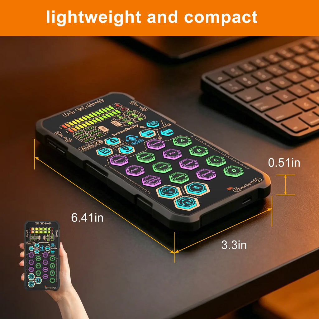 Hosabely SK9 PRO Portable Digital Voice with AI Noise Reduction, 4 Custom Sound Effects, One-Click Mute, AI Follow-Sing, Compatible with Iphone, Android, PC, PS5 for Streaming, Podcast, Gaming Audio Mic Summerwins