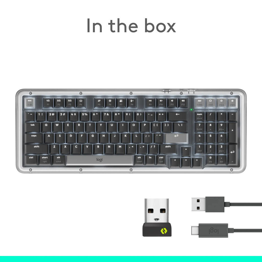 Logitech Alto Keys K98M Full-Sized Durable Multi-Device Bluetooth Mechanical Keyboard, Customizable Switches, Vibration-Absorbing Gasket, Illuminated Backlit Keys, USB-C Charging, for PC, Mac Laptops, Bluetooth Keyboards, Full-Sized Mechanical Keyboards