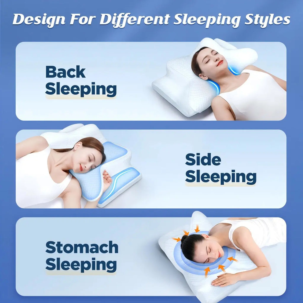Emircey Memory Foam Neck Pillow, Soft Comfortable Contour Sleep Pillow, Odorless Pillow/Breathable Cases,Bed Pillow, Gifts for Her or Him