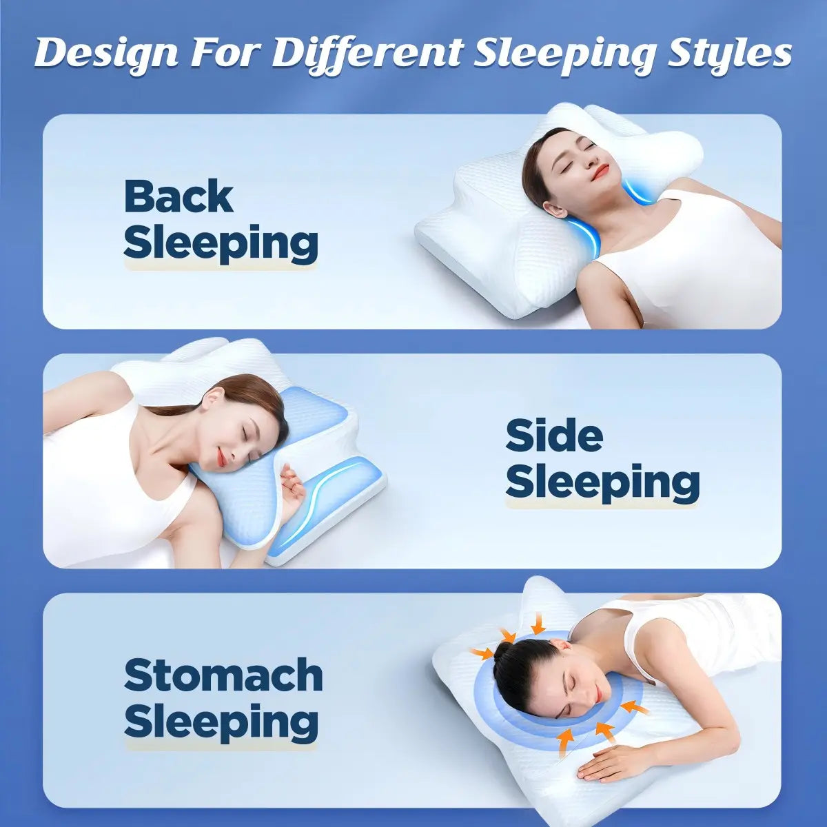 Emircey Memory Foam Neck Pillow, Soft Comfortable Contour Sleep Pillow, Odorless Pillow/Breathable Cases,Bed Pillow, Gifts for Her or Him