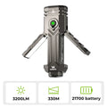 Wurkkos HD02 LED Flashlight Magnetic Deformation 3200 Lumens 5000 Mah Rechargeable 3000K-6500K Four Light Sources Folding Wing Light/Spotlight/Uv Light/Green Light/Magnetic