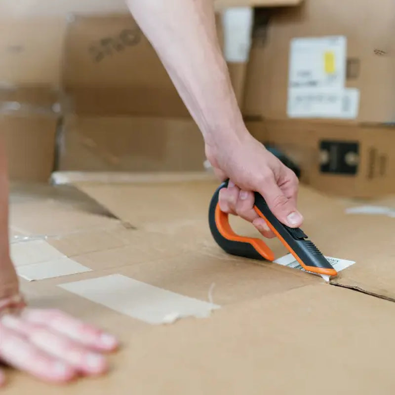 Slice Box Cutter - Sky Blue with Hook-Shaped Handle & Retractable Finger-Friendly Ceramic Blade for Safer Package Opening