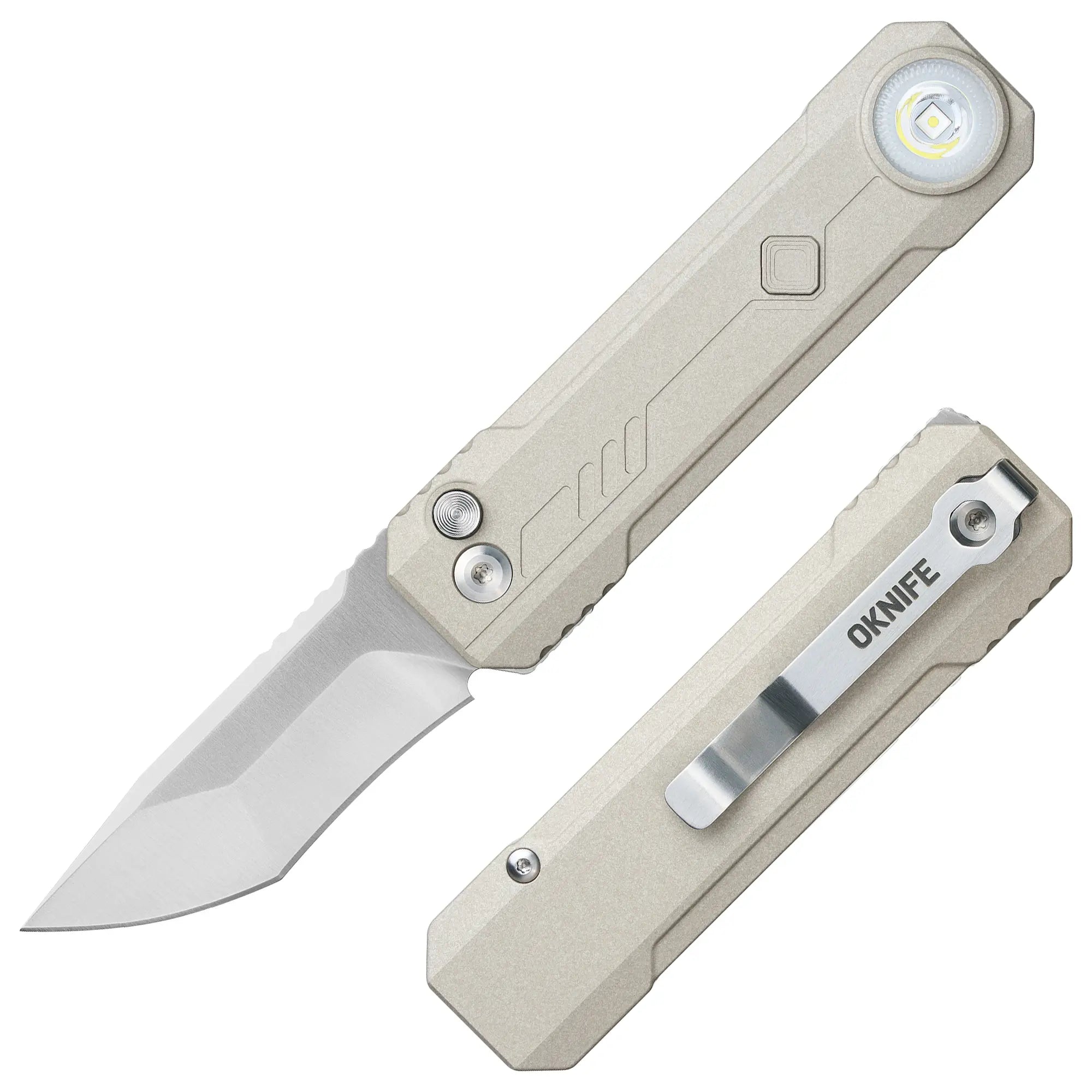 OKNIFE LK 2-In-1 EDC Knives & Gear - M390 Blade, USB-C Rechargeable Flashlight, Compact Utility Tool for Home, Camping, Everyday Carry