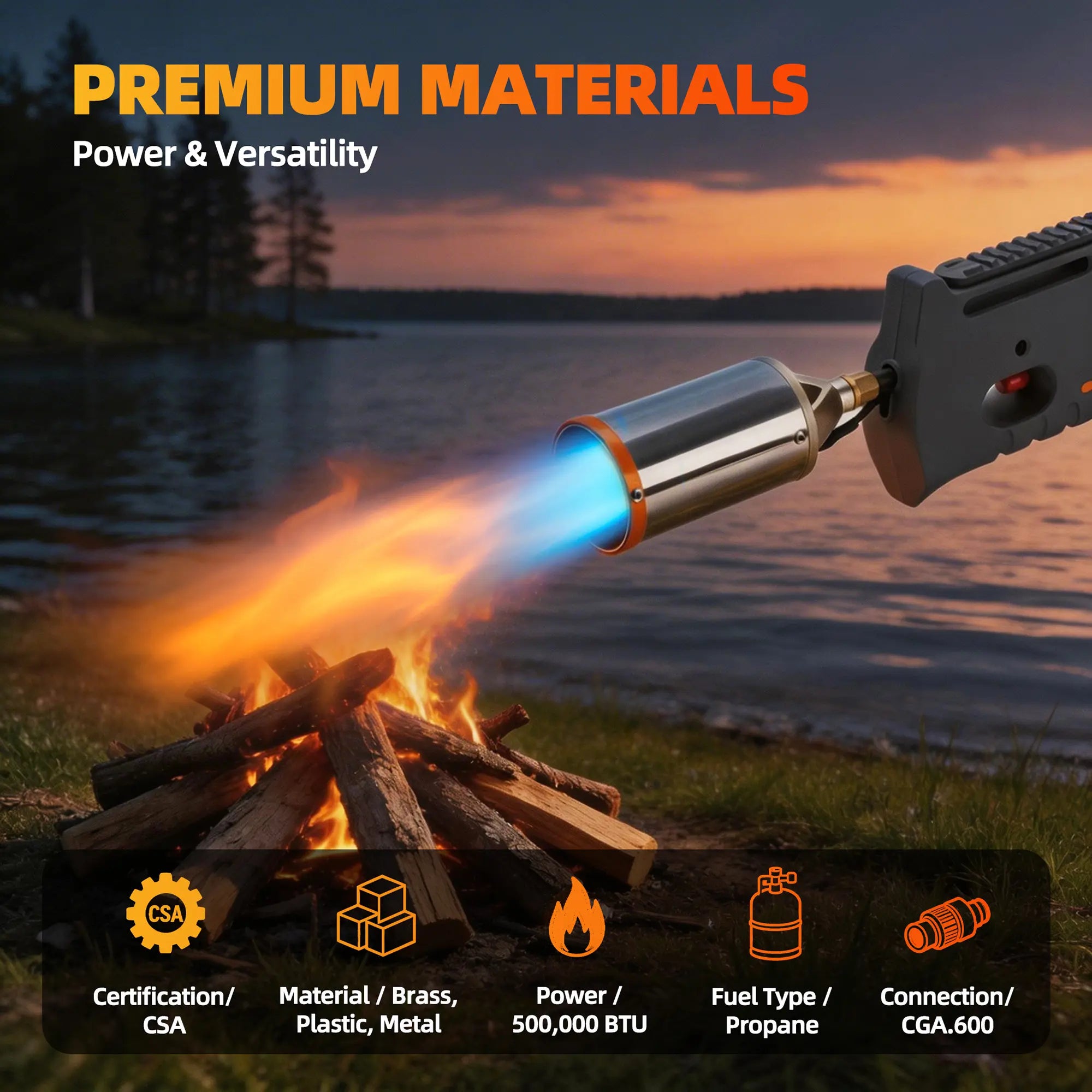 【Dealsforyoudays】Steelite Powerful Blow Torch Gun - Adjustable Flame, Detachable Portable Design, Lightweight Modular Tool for BBQ Campfire Starter, Kitchen Use, Father'S Day Gifts, Mens Gifts (Tank Not Included)