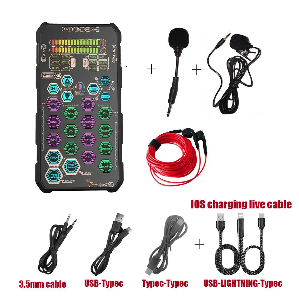 Hosabely SK9 PRO Portable Digital Voice with AI Noise Reduction, 4 Custom Sound Effects, One-Click Mute, AI Follow-Sing, Compatible with Iphone, Android, PC, PS5 for Streaming, Podcast, Gaming Audio Mic Summerwins