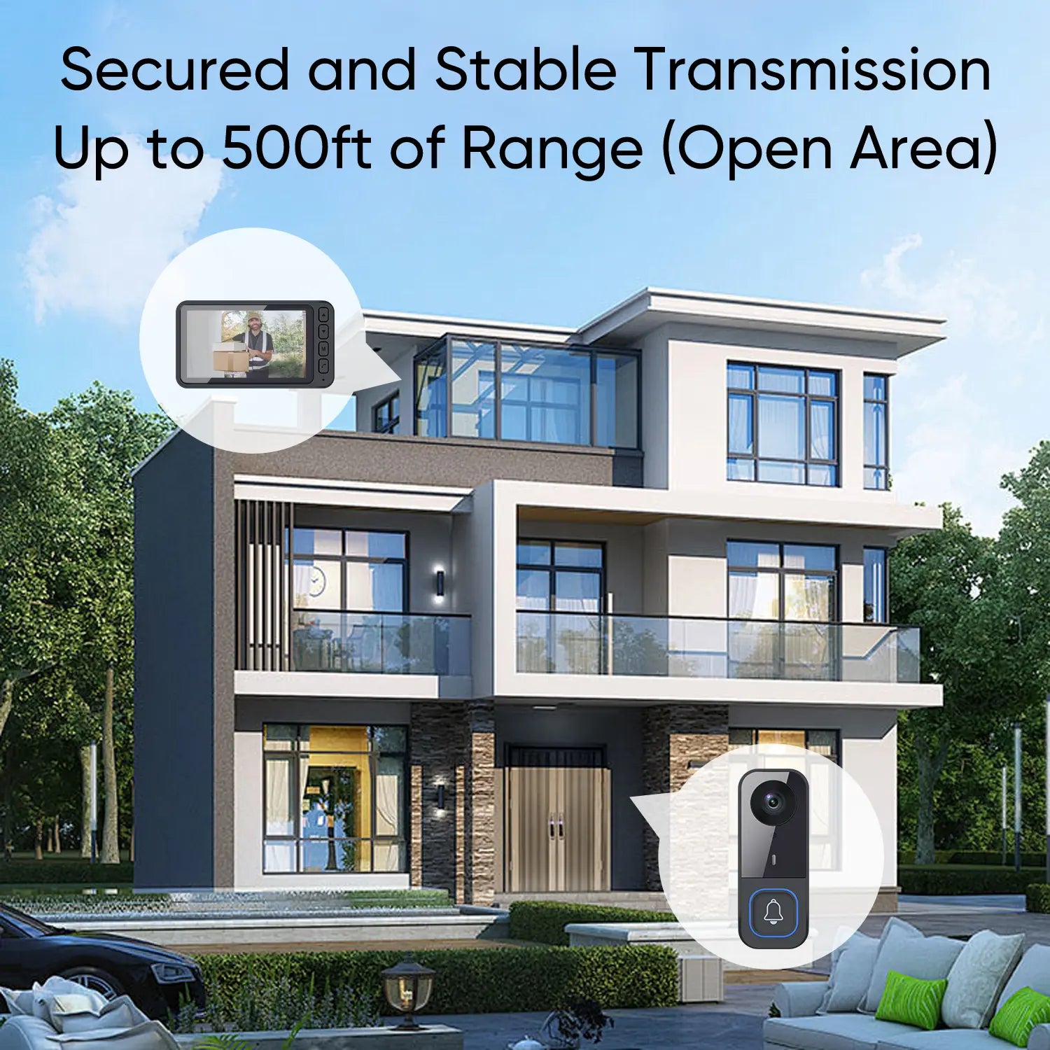 2026 Upgraded B01 Video Doorbell – No Wifi, No App, Indoor Monitor, Two-Way Talk, Night Vision & 400Ft Range