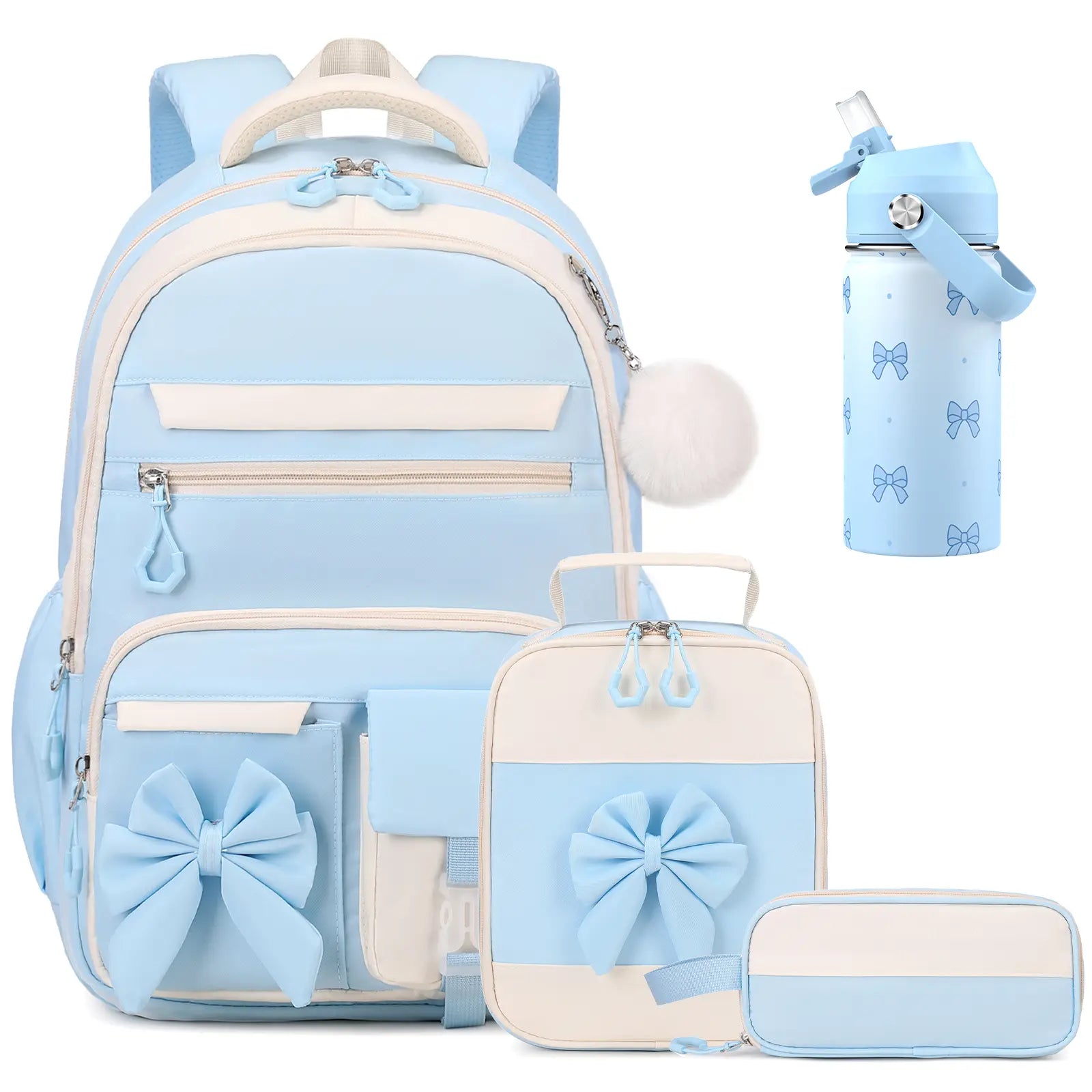 SIMILOVE Girls School Backpack Set - Includes 14Oz Insulated Water Bottle, Lunch Bag & Pencil Case, Ideal for Teens' School Party Gift Supplies