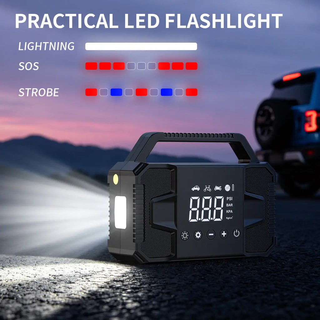 【Father'S Day Gift】Kapeezi Upgraded Portable Car Jump Starter, 4000A Car Battery Jump Starter with 150PSI Tire Inflator, 12V Car Battery Jump Starter, 15000Mah Bank, with LED Light System Power Automotive Car Essentials Jumper Powerbank