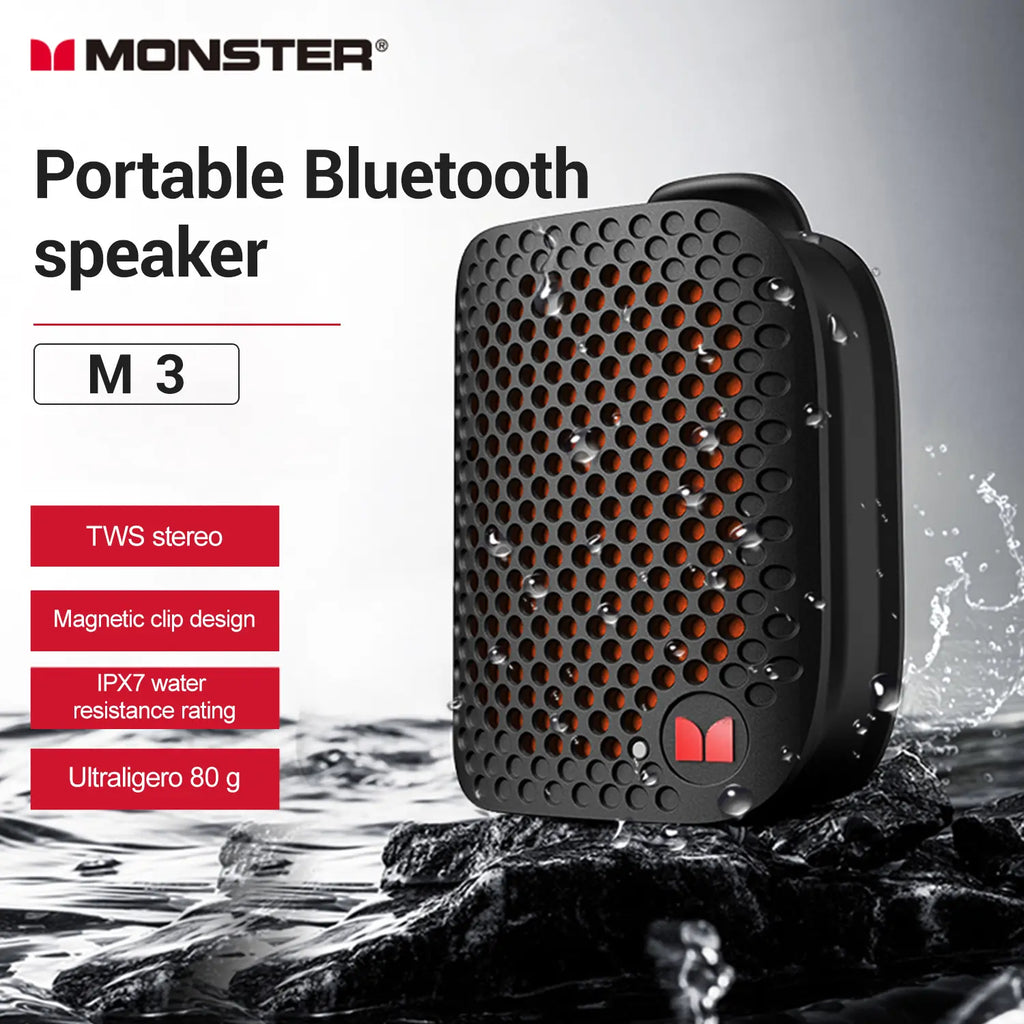 Monster Blaster Micro Wearable Bluetooth Speaker, Clip-On Wireless Speaker for Hands-Free Calls and Music, Small Portable Speaker for Workout, Cycling, Running, TWS Pairing, IPX7 Waterproof - Summerwins - Dealsforyoudays