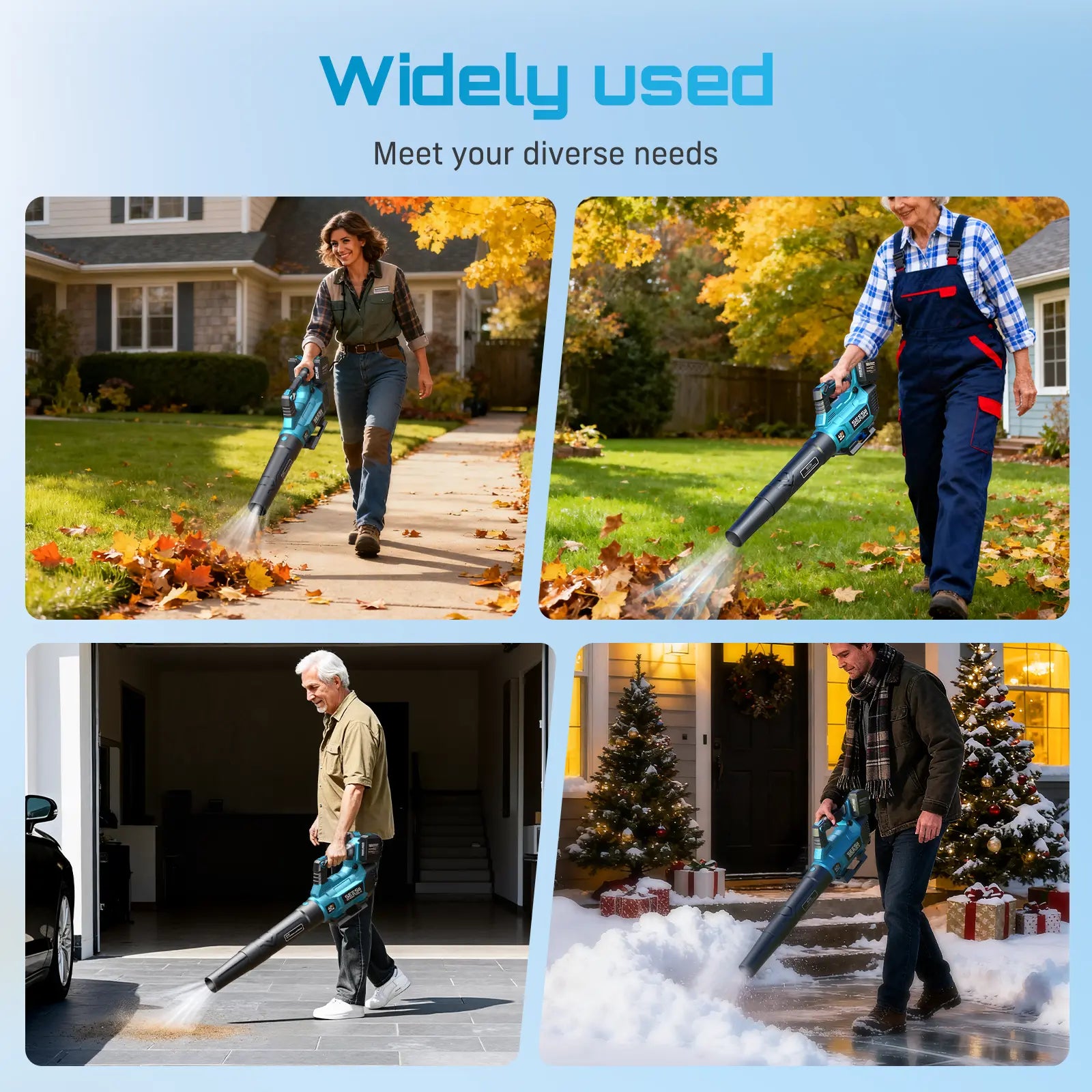 Seesii 40V Cordless Leaf Blower with 680CFM/210MPH Brushless Motor, 2X 4000Mah Batteries & 2 Chargers, Variable Speed & Turbo Button for Lawn Care & Debris Removal
